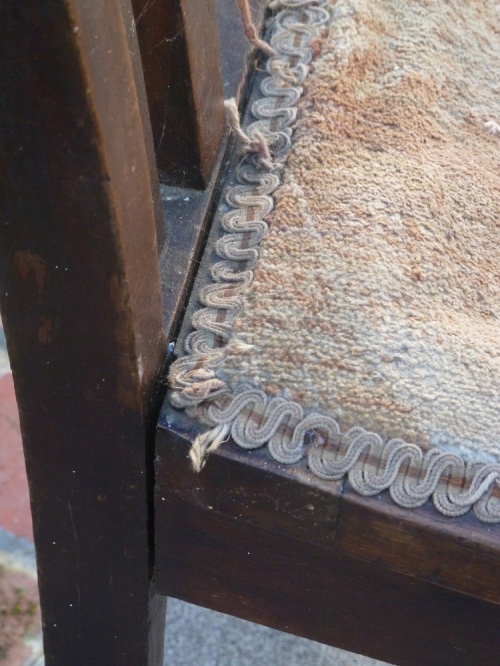 detail of original upholstery on seat